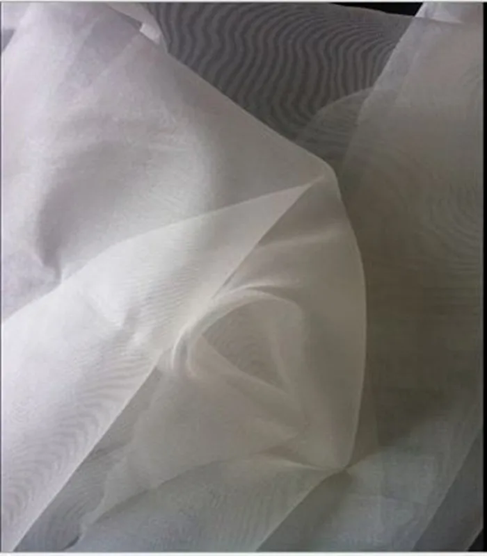Silk mesh organza Fabric 100 mulberry silk White color 140 cm width 6