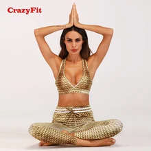 CrazyFit 2 шт. спортивный костюм для Для женщин новые кроссовки Фитнес тренировки тренажерный зал Высокая Талия быстросохнущая спортивный костюм для йоги комплект спортивной одежды