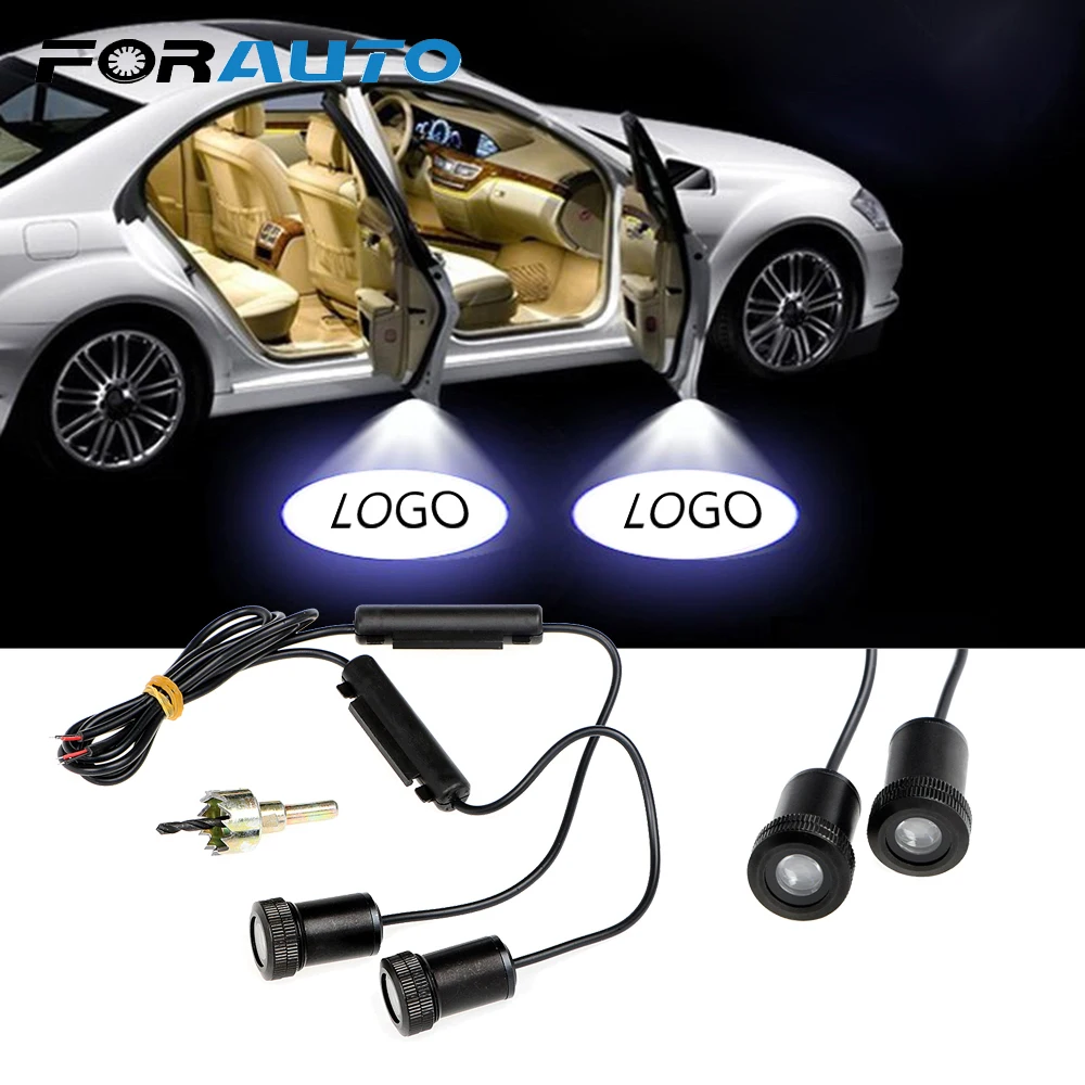 

FORAUTO 2Pcs Logo Laser Projector Car LED Door Warning Light For Ford Audi BMW Toyota Volkswagen Welcome Lamp Ghost Shadow Light