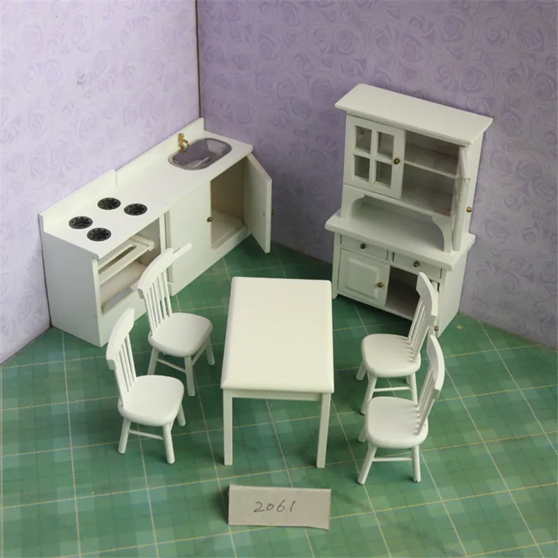 112 Dollhouse Miniature White Furniture Toys Pretend Play Toy