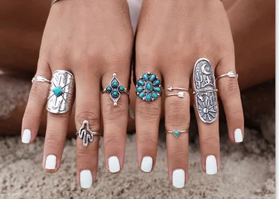 

New Arrival 9pcs/Set Vintage Punk Ring Set 2017 Antique Silver Plated Lucky Rings For Women Fashion Bohemian Beach rings set