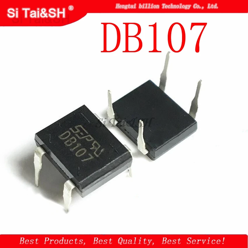 

50PCS DB107 dip4 dip 1A 1000V Single Phases Diode Rectifier Bridge