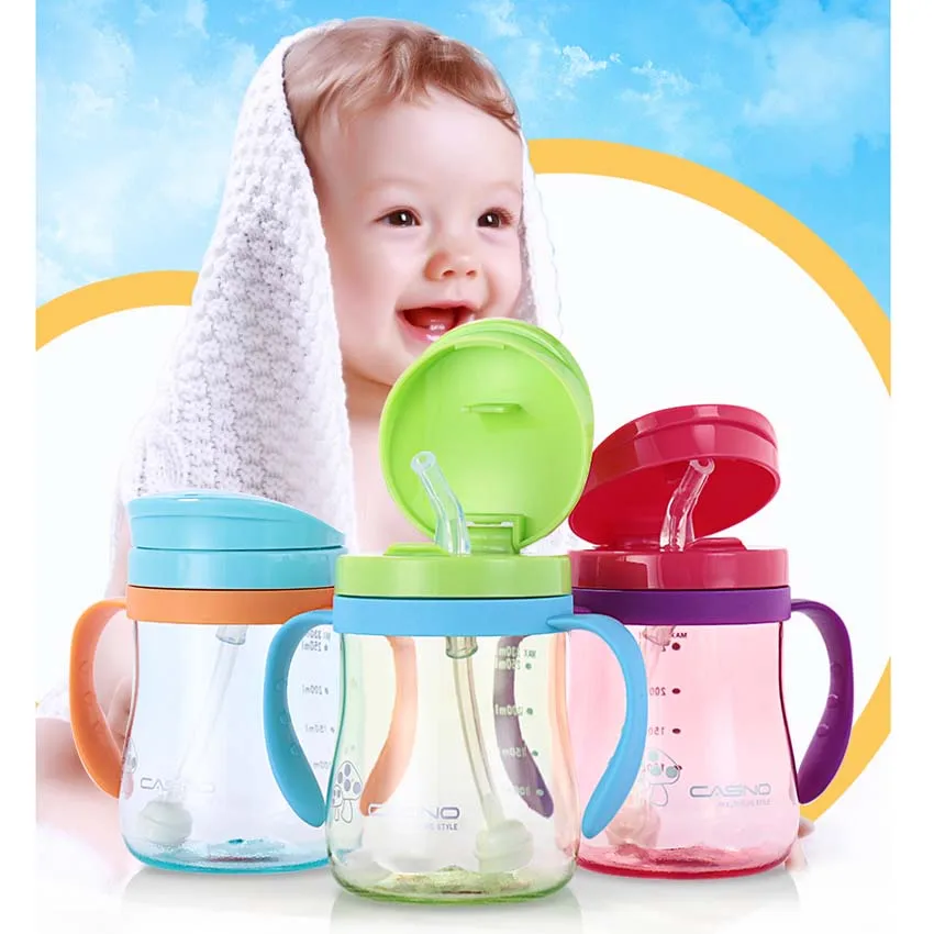 330 мл Детские чашка для детей Малыш новорожденный ребенок Детская кружка чашка ручка дети учатся питьевой соломы бутылка чаша