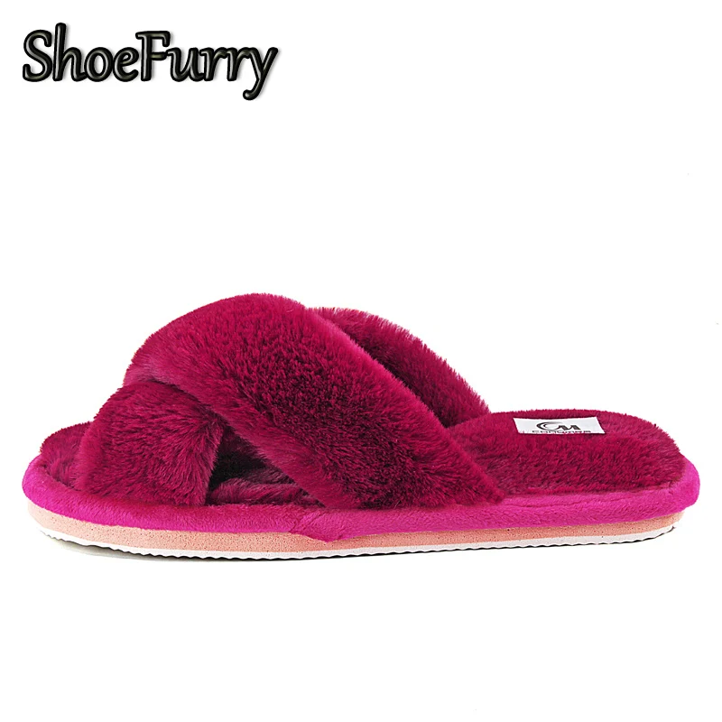 Меховые зимние тапочки ShoeFurry женская обувь большого размера меховая теплые