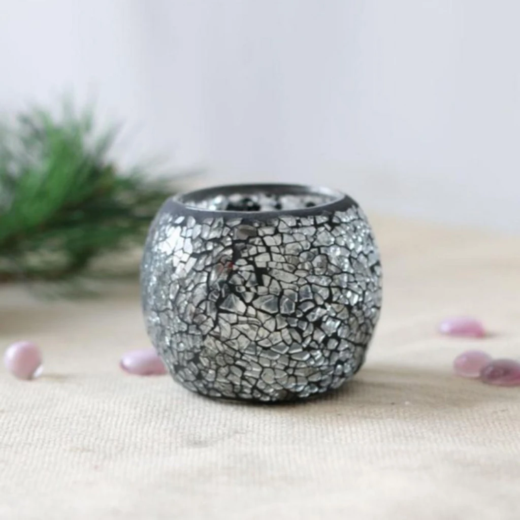Mosaic Glass Votive Candle Tea Light Candelabra Candlestick Mood Light Lamp Shade Scented Candleholder Festive Decor 5-set
