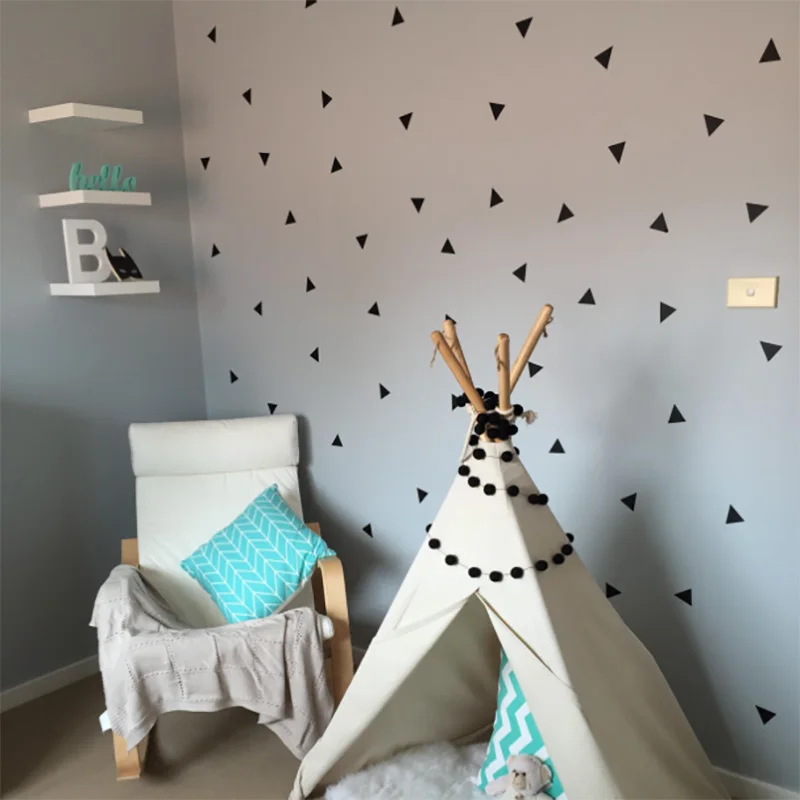 Kids Room Wall Decor - Triangle Wall Stickers for Baby Boy and Girl Nursery - Children’s Bedroom Wallpaper image 5