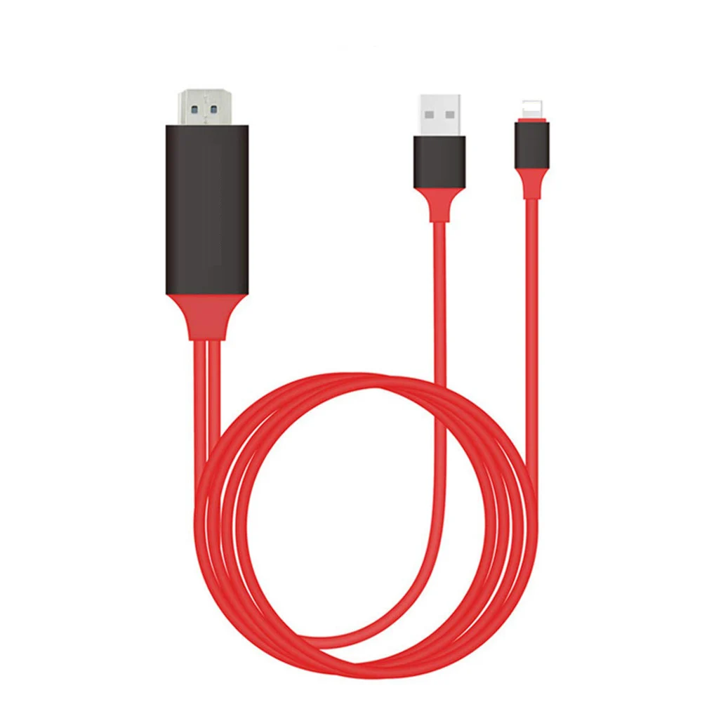 Совместимый с iPad iPhone к HDMI Кабель-адаптер 1080 P преобразователь ТВЧ-сигналов для iPhone Xs MAX XR X 8 7 6 Plus iPad для ТВ-проектора - Цвет: Red