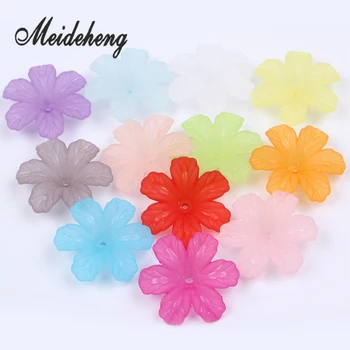 

32x29mm Acrylic Colorful Frosted flower beads for Needlework Jewelry Earrings makingBig Six Petals High Quality Cheap beads