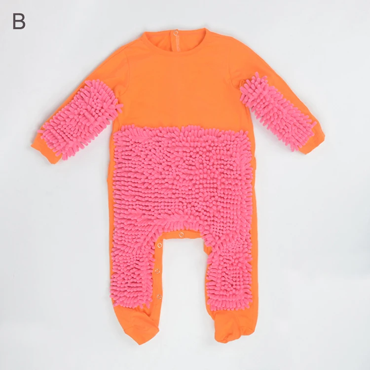 Hot Baby Mop Romper Outfit Unisex Boy Girl Polishes Floors Cleaning Mop Suit Autumn Winter Kids Crawls Toddler Swob Jumpsuit bright baby bodysuits