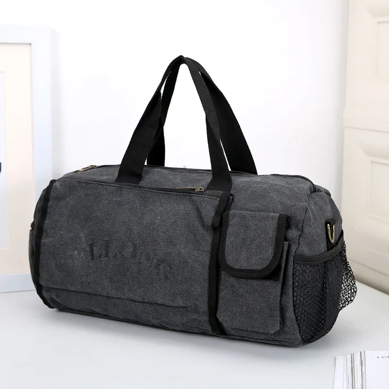 FengTu 15L фитнес-сумка для йоги, холщовая спортивная сумка на плечо, дорожная сумка, портативные походные тренировочные сумки - Цвет: Black
