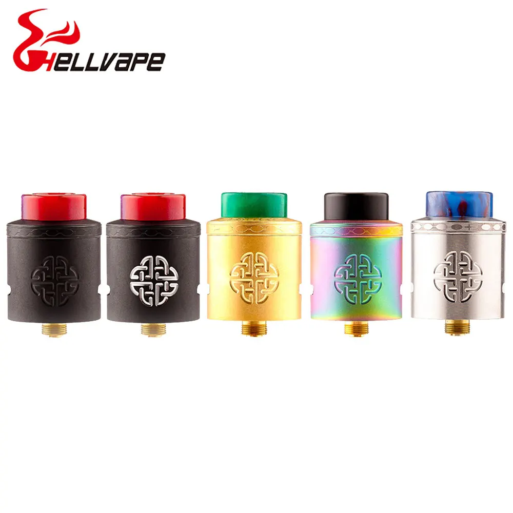 Original Hellvape Aequitas BF RDA 24mm Diameter Tank with 810 Resin/Derlin Drip Tip & 510 Drip Tip Adapter E-cig Vape Atomizer