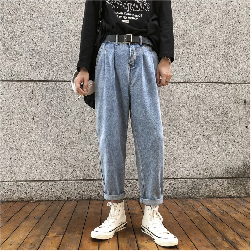 

2019 Spring And Autumn New Recommended Youth Popular Male Elastic Pants Waist Solid Color Casual Nine Points Jeans Blue M-2XL