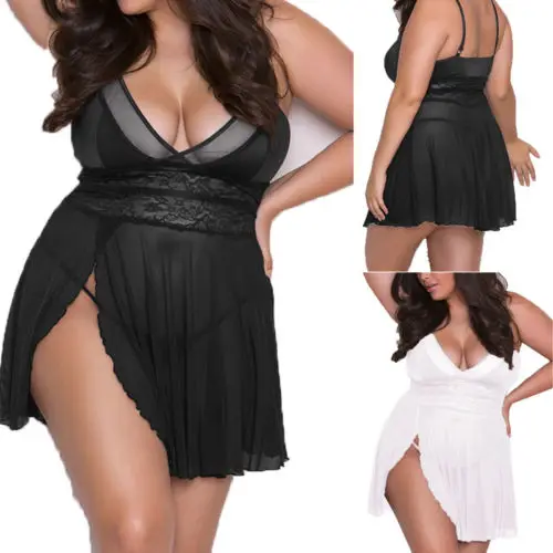 Plus Size 3XL Women Sexy Lingerie Lace Dress Underwear Babydoll Sleepwear G-string erotic women pajamas sexy costumes