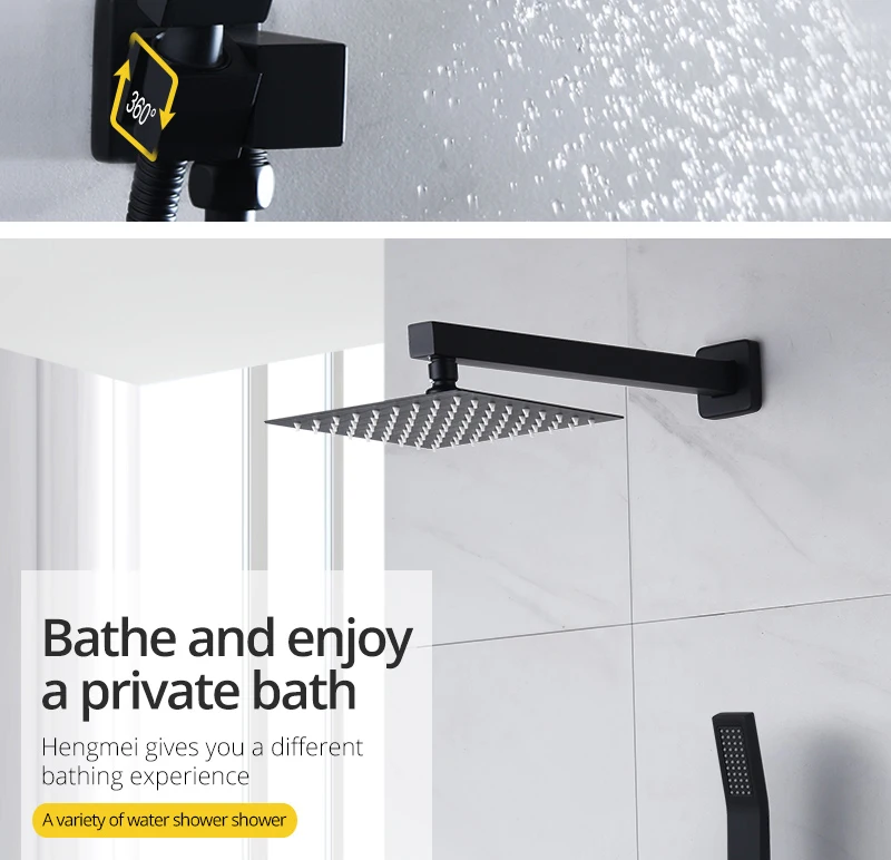 8 Matte Black Shower System Contain Shower Faucet Rough-in Valve Body and Shower Set (14)
