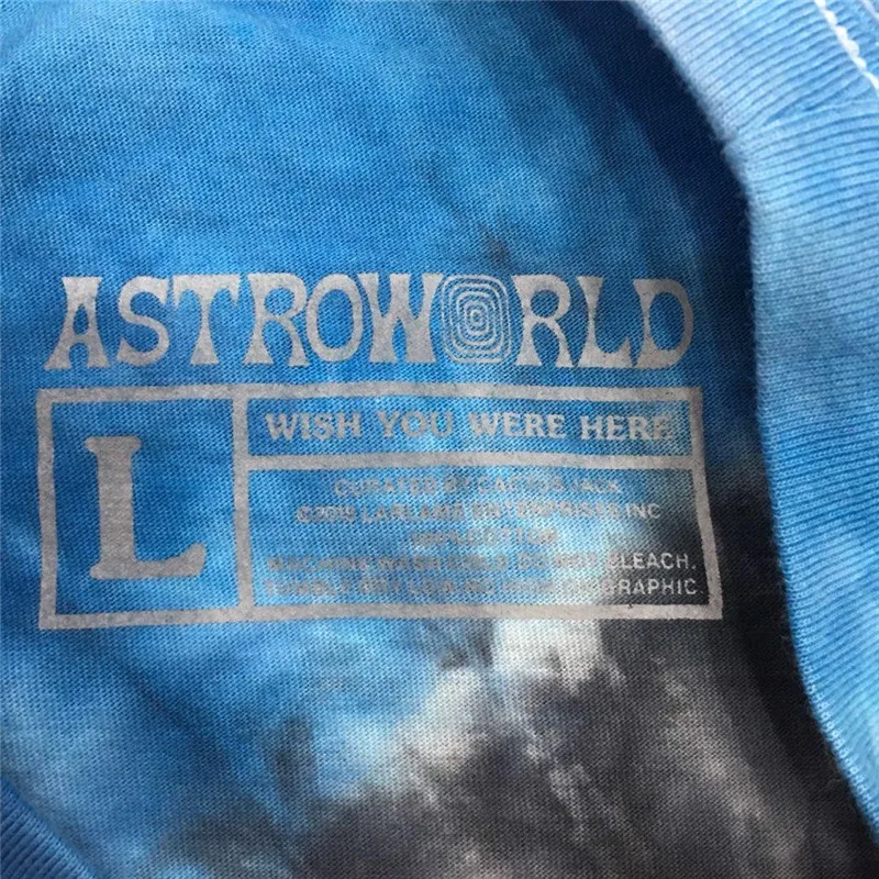 Футболка с принтом кактуса Тревиса Скотта фестиваля бега Тай дай Astroworld футболки