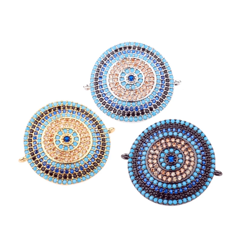 

New Fashion Luxury CZ Blue Eye Connector Bracelets/Necklaces/Earrings, Cubic Zirconia DIY Jewelry Accessories Attachment Beads