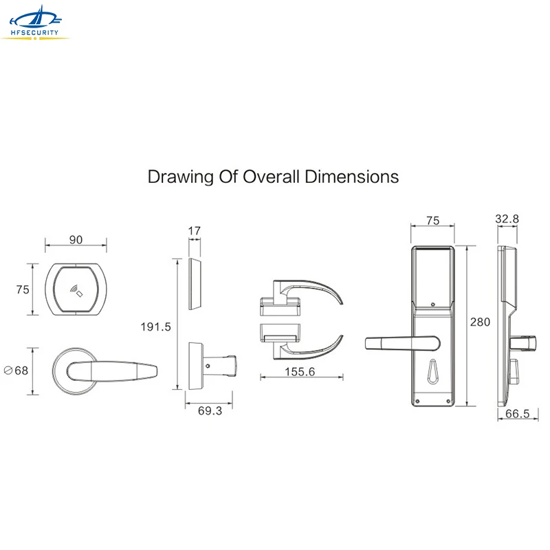 Hfбезопасности бесплатное программное обеспечение умные дверные замки цифровой RFID дверной замок для гостиниц для деревянных дверей магнитные карты электронные замки