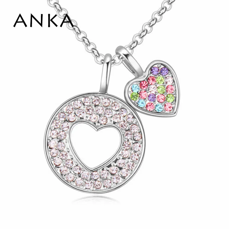 

2015 Sale White Gold Plated Heart in Heart Crystal Pendant Necklace Made With Preciosa Crystal #115171