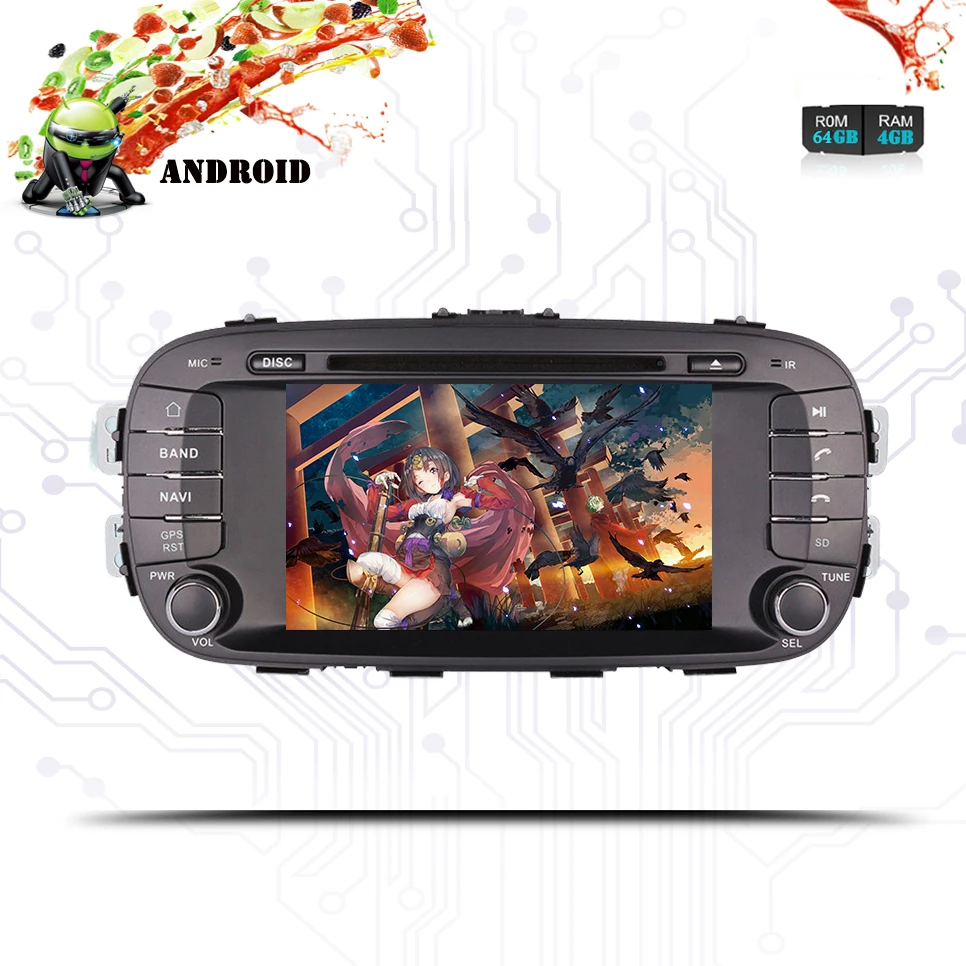Sale 2 DIN 1024*600 RAM 4G Android 9.0 Car DVD For Kia Soul 2014 2015 2016 Octa Core 64G ROM Radio GPS Player Head Unit Tape Recorder 4