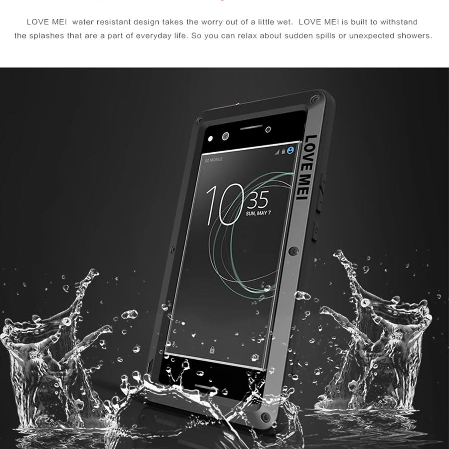 Бренд Love Mei чехол для sony Xperia XZ Премиум Металлический противоударный чехол для телефона sony Xperia XZ Премиум Анти-осенний прочный бронированный чехол