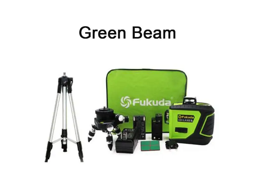 Green Beam Tripod Fukuda 3D 12 зеленый лазерный уровень 3D 12 линий лазерный уровень самонивелирующийся 360 горизонтальный вертикальный крест супер мощный - Цвет: Green Beam Tripod