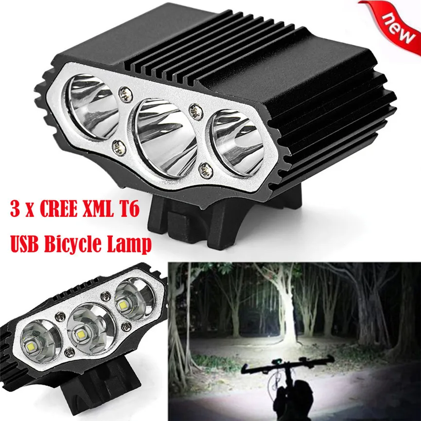 

Bicycle Light 12000Lm CREE 3 x XML T6 LED 3 Modes USB Bicycle Alloy Lamp Bike Cycling Light Headlight Cycling Torch Flashlight