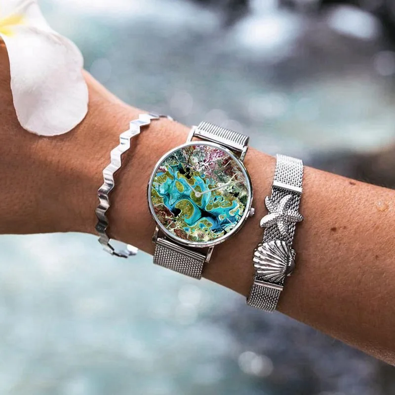 

REOULIONS new ladies watch coral shell fashion retro watch stainless steel belt quartz relogio feminino Watches for women 08