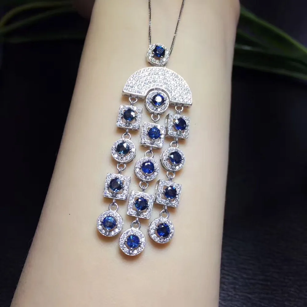 Collares Collier Qi Xuan_Blue Stone Модный кулон Necklace_Real Blue Necklace_Quality guarantied_производитель прямых
