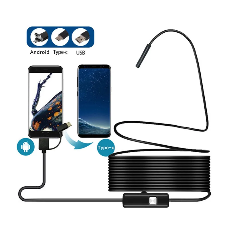 Эндоскоп для смартфонов, эндоскоп для Android, камера 5,5 мм, камера для осмотра IP67, водонепроницаемая камера для эндоскопа типа c, USB PC