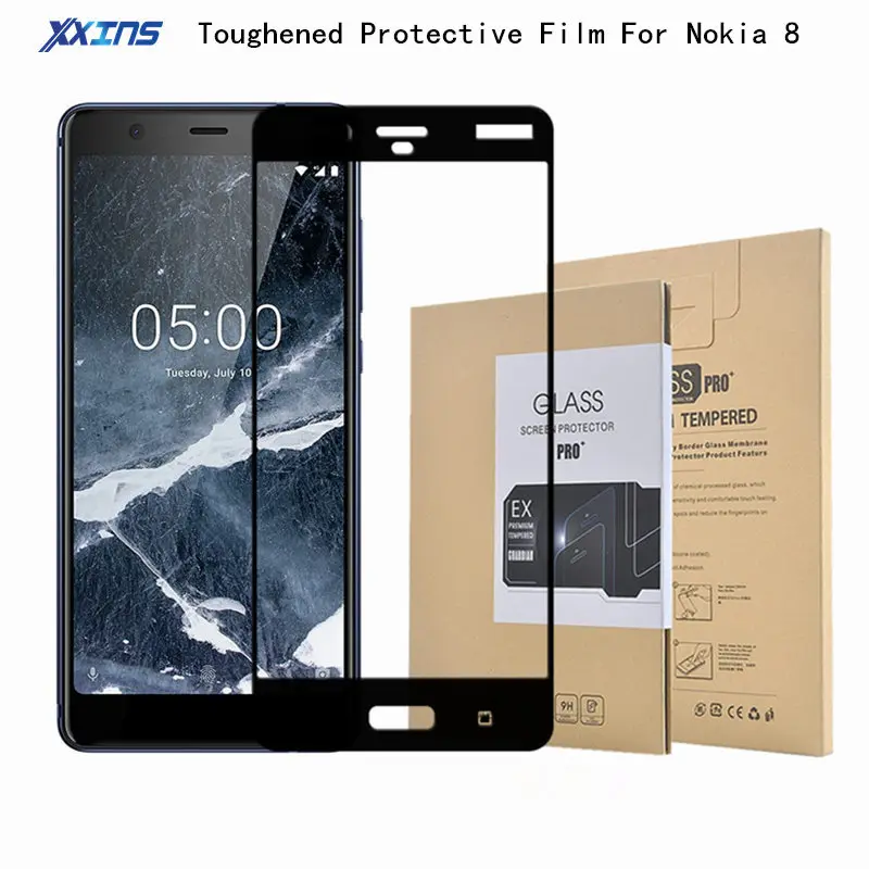 Закаленная Защитная пленка для nokia 8 полное покрытие черный протектор экрана