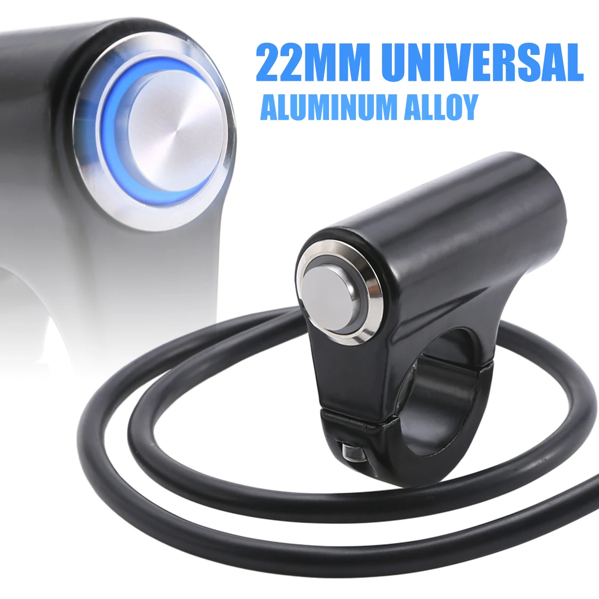 Universal 22mm Handlebar Motorcycle Switches Scooter Headlight Fog Light Switch ON/OFF Aluminum With Indicator Light