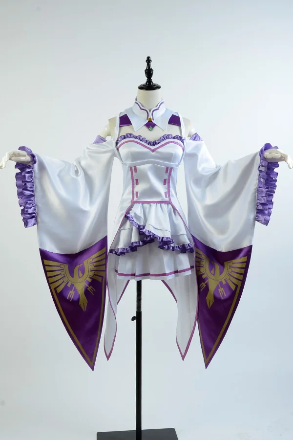 Re: Zero жизнь в другом мире от Zero женский Эмилия косплей костюм пальто+ воротник+ головной убор+ юбка+ чулки - Цвет: Male