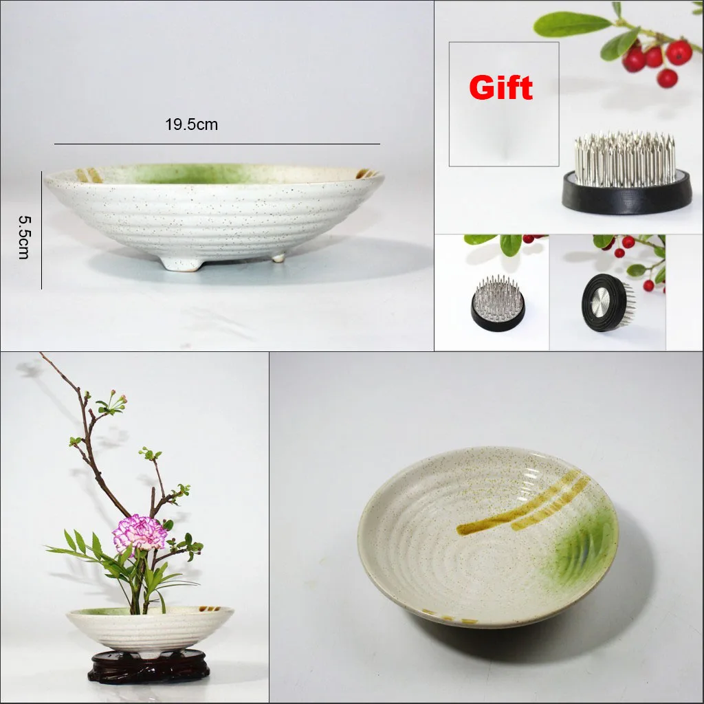 Корзина для цветов грубая глиняная Ваза Jardiniere Ikebana Kenzan керамическая Столешница цветочный горшок цветочный узор винтажный домашний декор - Цвет: M