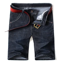 42, 44, 46 размера плюс летние новые мужские тонкие джинсовые шорты деловые повседневные Стрейчевые черные, синие однотонные короткие джинсы мужские брендовые