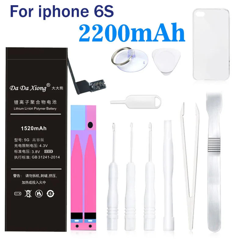 

Hot Da Da Xiong Lithium Battery For Apple iPhone 6S 6GS Internal Replacement Batteries Bateria 2200mAh Free Tools Retail Package