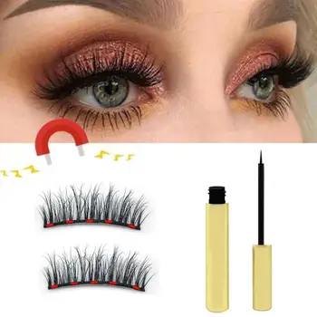 

Magnetic Liquid Eyeliner + 1 Pair Magnetic False Eyelashes Waterproof Natural False Eyelashes Magnet Lashes Easy To Wear