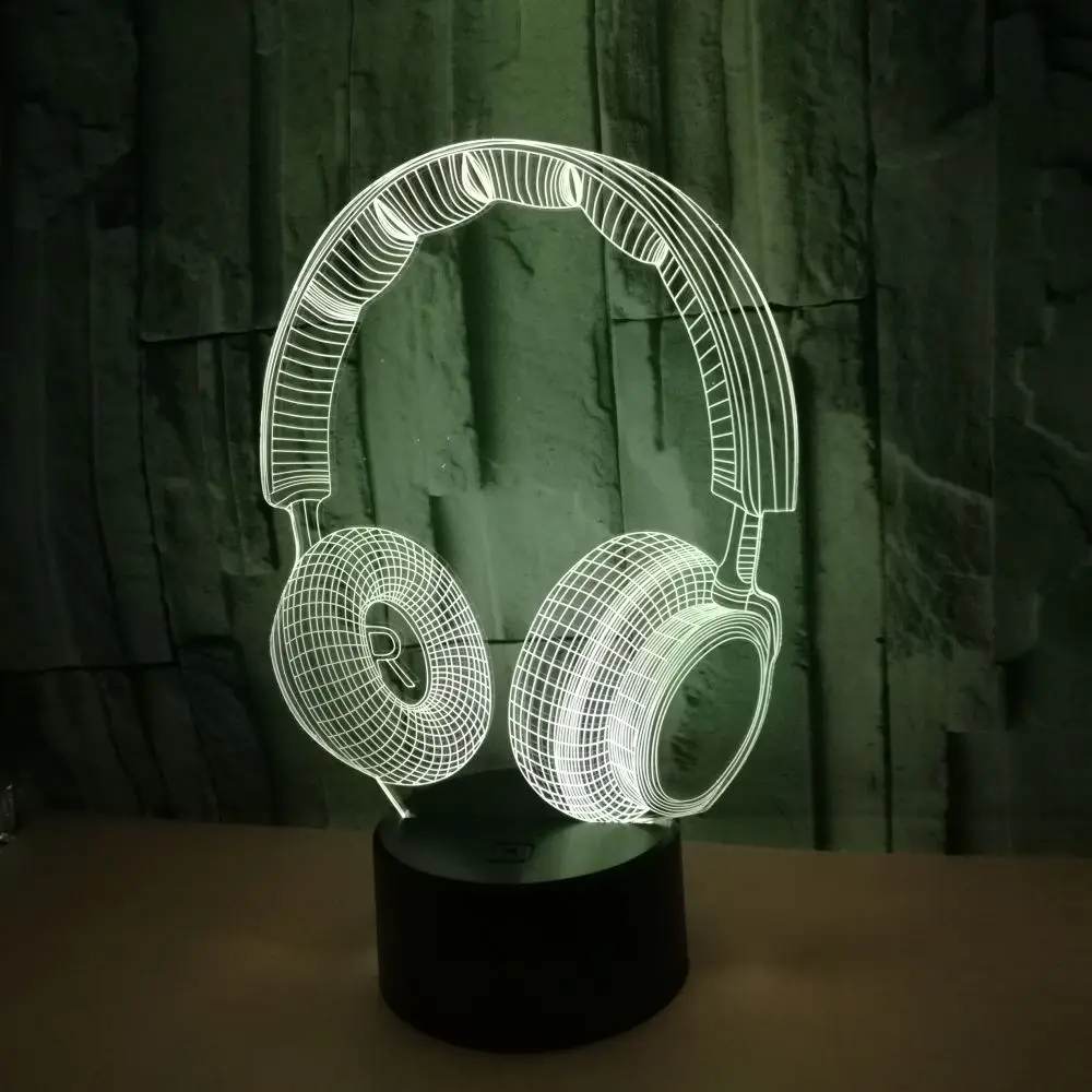 

DBF 3D Illusion Lamp Headphone Lamp Optical Touch/Remote 7 LED Colors Changing for Kids Room Birthday Gifts for Boys Girls Child