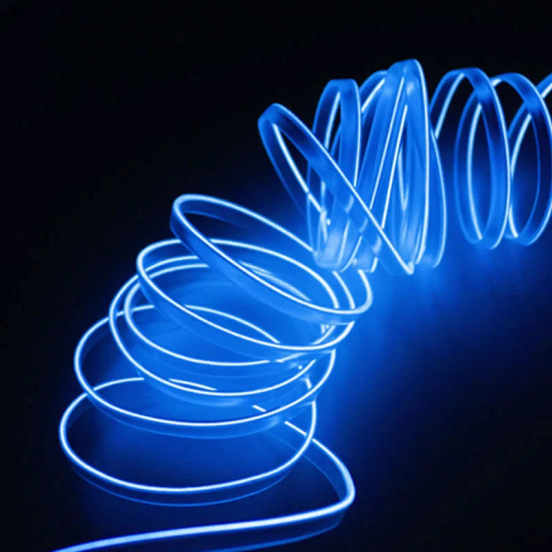 Неоновый EL холодный светильник провод и адаптер полосы 5000 часов 5 метров 12 В салона автомобиля флуоресцентный практичный