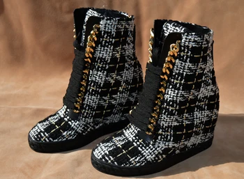 

New Fashion Suede Leather Wedge Rome Lace Up Women Motorcycle Gladiator Ankle Boots Leisure Sneakers Shoes Botines Mujer 2018