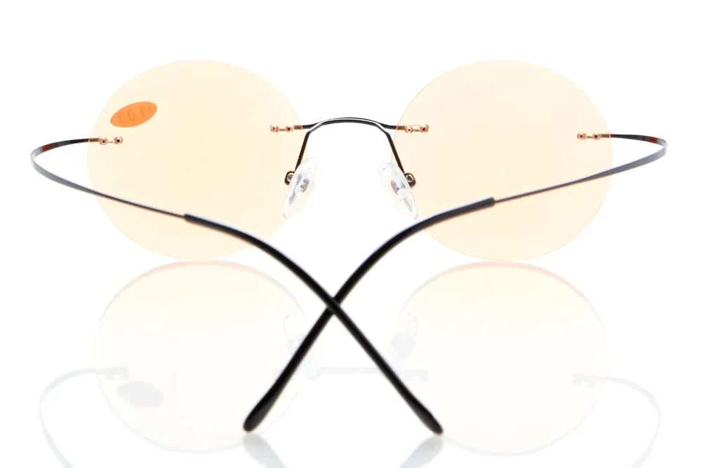 Eyekepper CG15026 Titanium Rimless Round Orange Тонированные Линзы Компьютер Очки Для Чтения Круг Читателей