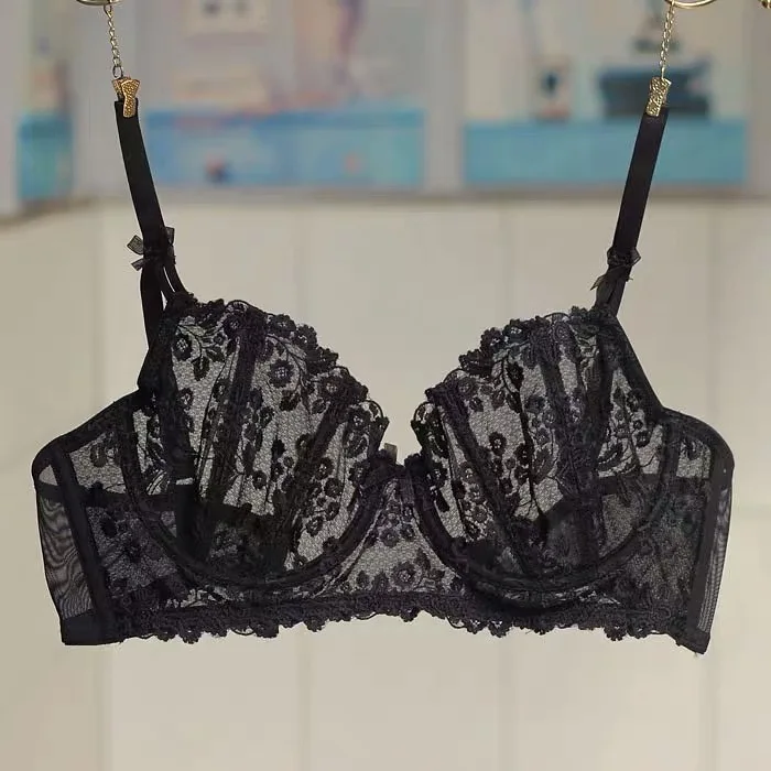 

32 34 36 36 40 B C D E Women Plus Size Full Coverage Unlined Lace Ultra Thin Underwire Floral Minimizer Bra