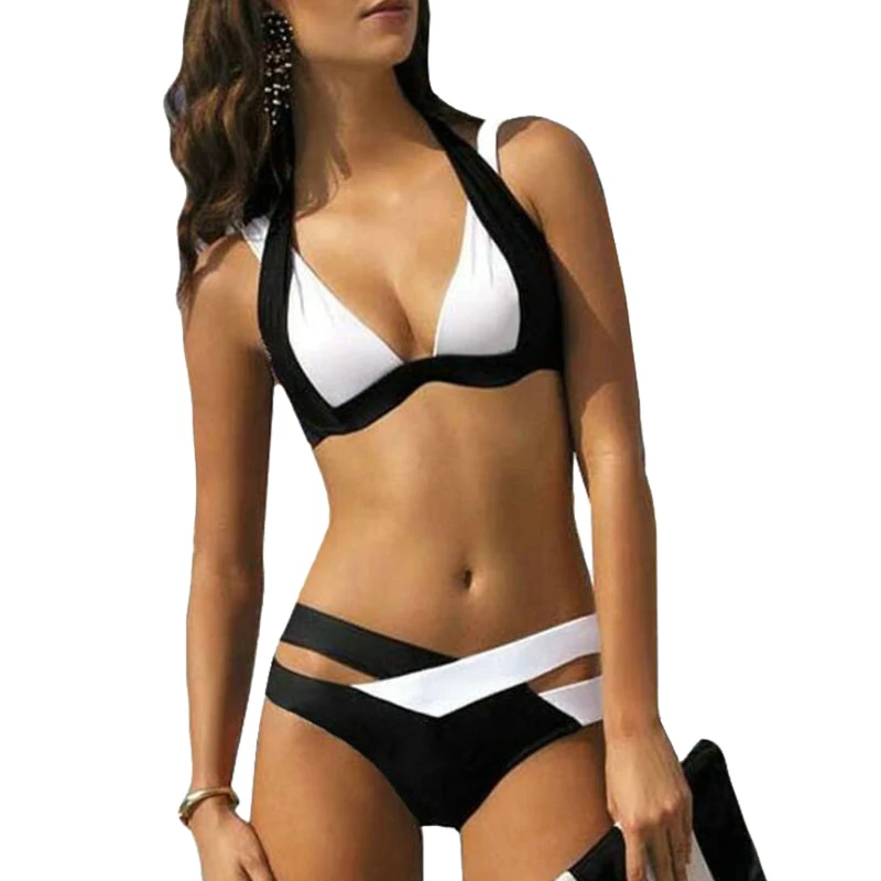 

JSY Female Push Up Bikinis Set Simple Sexy Patchwork Swimwear Women Plus Size 2019 Brazilian Bikini Neon Monokini Y0001
