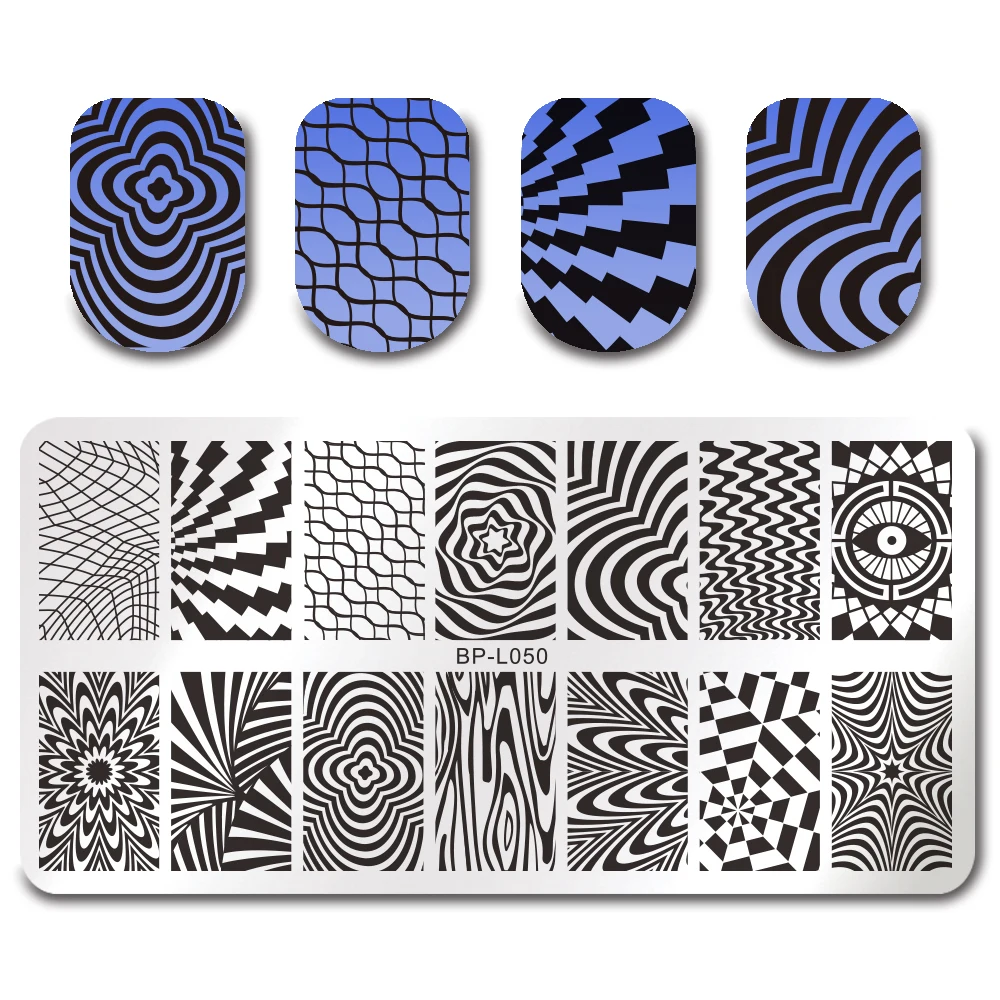 

BORN PRETTY Rectangle Nail Stamping Template Wave Net Design 12*6cm Manicure Nail Art Image Plate BP-L050