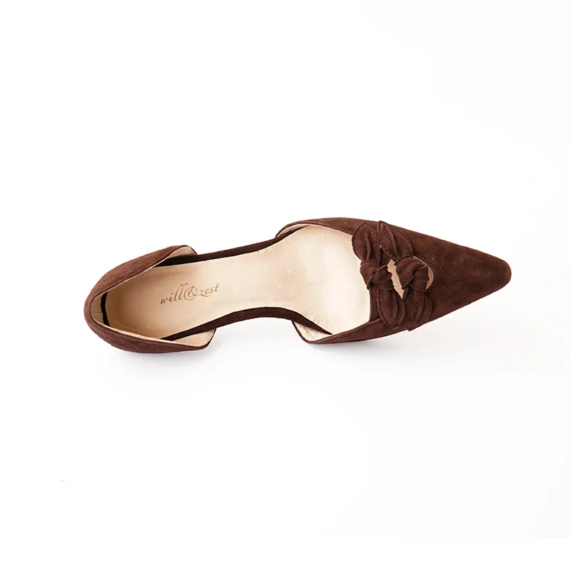 Cuero red De Genuino Vintage Bombea Dedo Pie Brown Zapatos Los Punta beige Medio Suede Del talón D'orsay 4xOZ7nPTq7