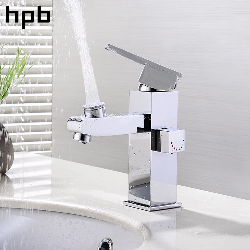 

HPB 2017 Innovate Upper Spray Design Basin Mixer Faucet Bathroom Sink Tap Hot And Cold Water Square Style Single Handle HP3050