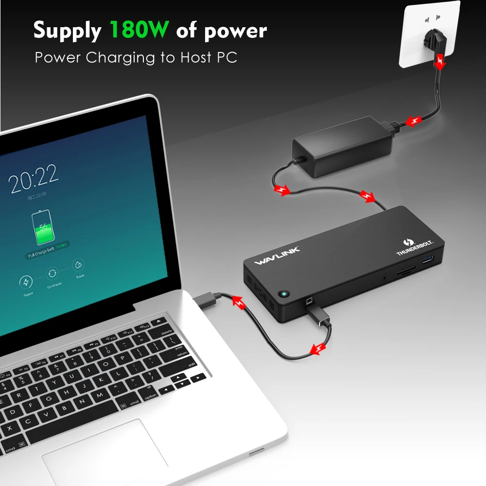 Wavlink Thunderbolt 3 док-станция 4 k@ 60Hz DisplayPort USB 3,0 85W для зарядки Gigabit Ethernet для MacBook pro сертифицировано Intel