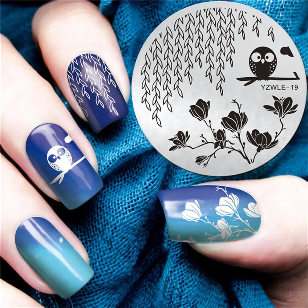 

DIY Round Nail Stamping Plate Wow Dream Catcher Flower 5.5cm Owl Flower Template Manicure Decorations Nail Art Image Plate Tools
