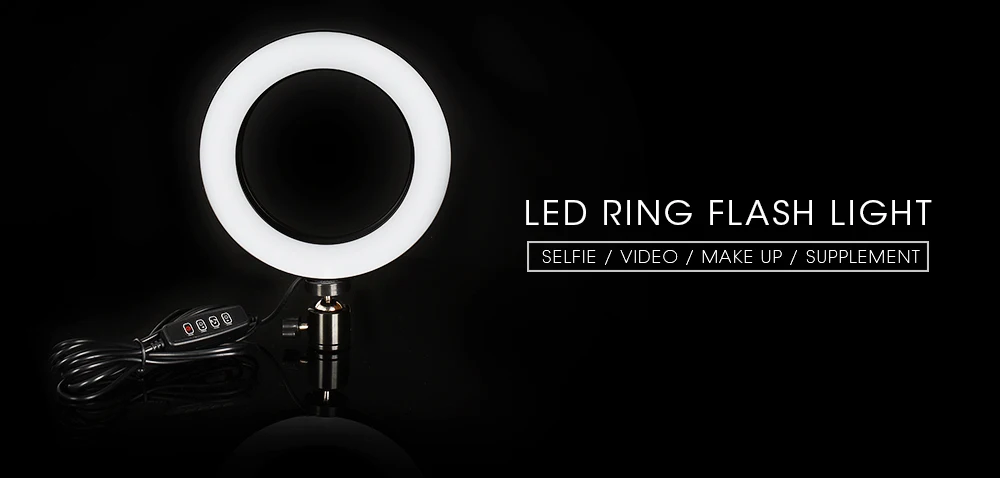 Photography LED Selfie Ring Light 16/26cm three-speed Stepless Lighting Dimmable With Cradle Head For Makeup Video Live Studio