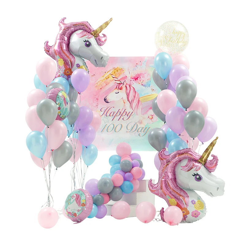 

1pc Large Pink Rainbow Unicorn Aluminum Foil Balloons Inflatable Helium Balloons Kids Birthday Party Decor Supplies Big Horse