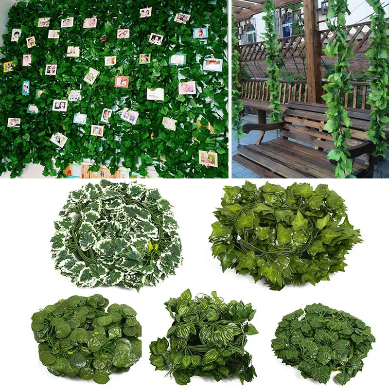 

2M Artificial Leaves Rattan Wedding Decoration Artificial Flowers Wedding Car Decoration Green Home Party Decoration Decor